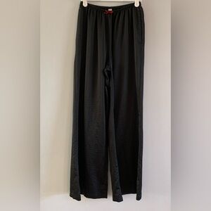Satin PJ Pants Pull On Pajamas Auden Black Straight Wide Leg Womens Size XS